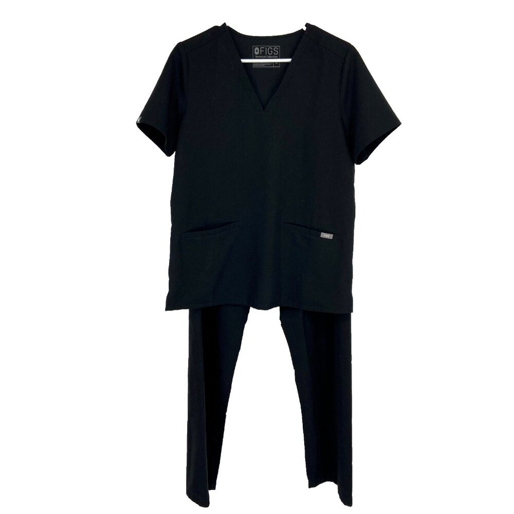Medium Tall Figs Black Women's Scrub Set
